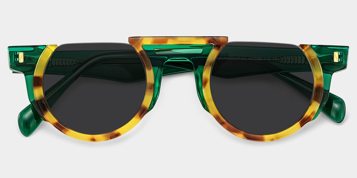 Mastin Round Sunglasses with Acetate Tortoise Frames | ZEELOOL CA1