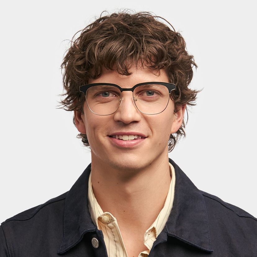Wren Black-Gold Browline Glasses