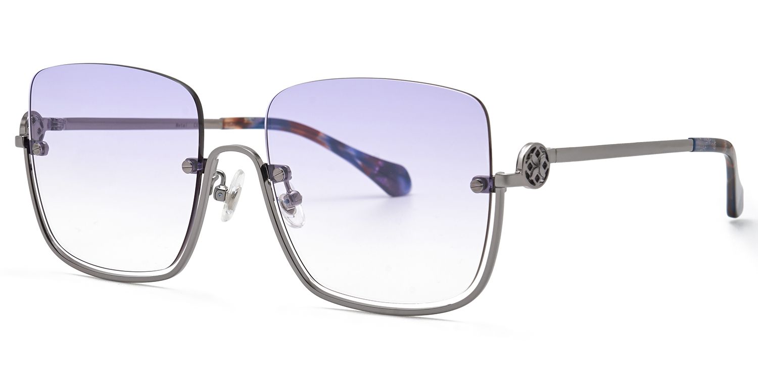 Charie Light Purple Frame Sunglasses with Rectangle Style | ZEELOOL CA1