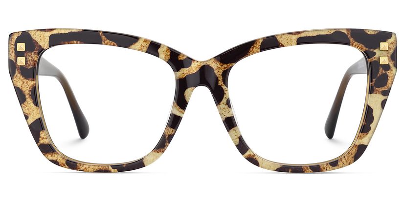 Tessia Brown Leopard Square Glasses