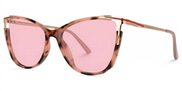 Yomary Pink-Tortoise Cat eye Sunglasses