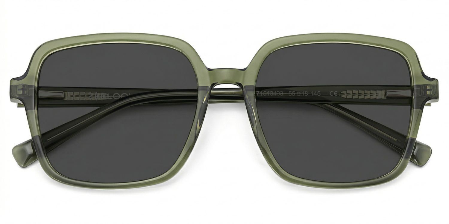 Ember Square Green Full Rim Sunglasses | ZEELOOL CA1