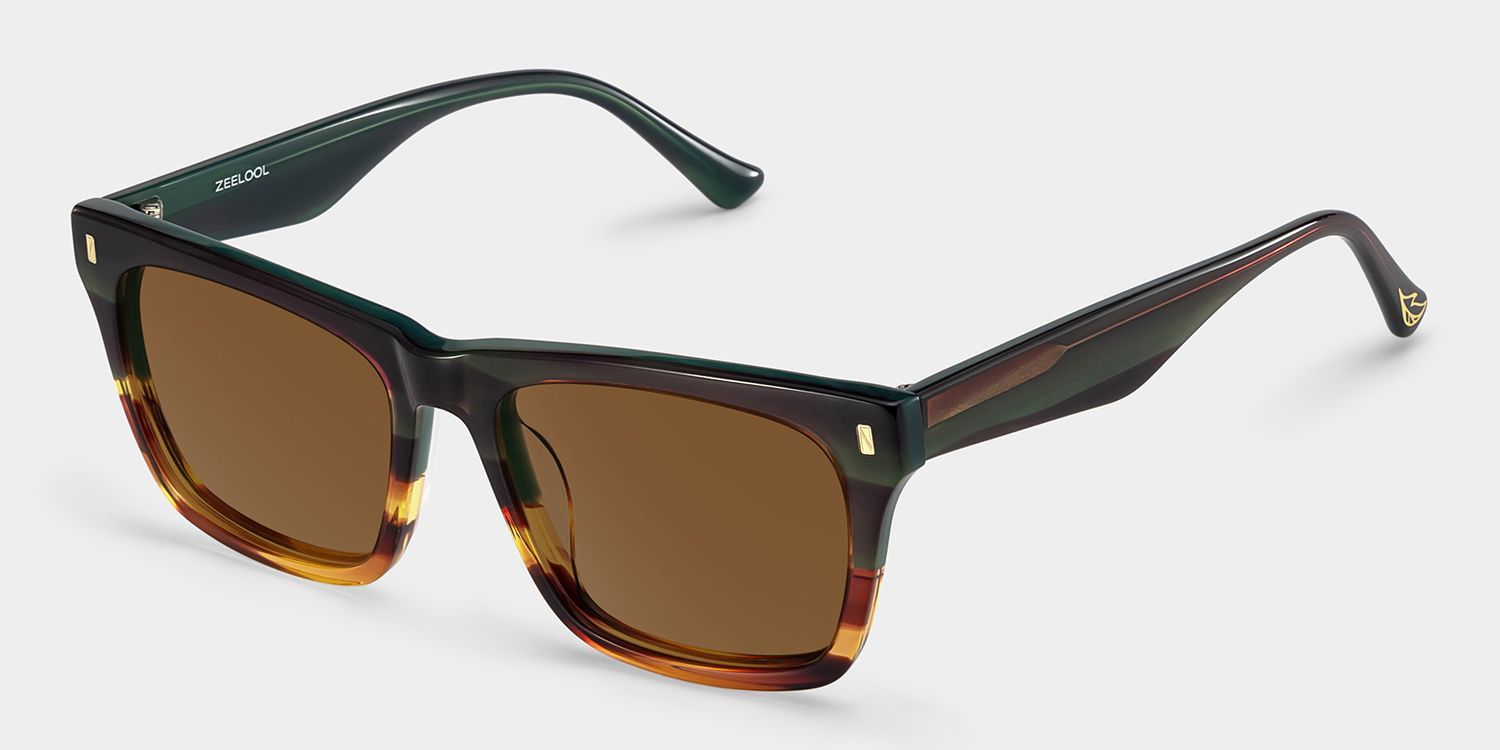 Brookins Rectangle Sunglasses with Acetate Multicolor Frames | ZEELOOL CA2