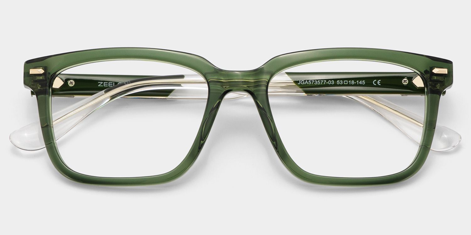 George Olive Green Rectangle Glasses for Men | ZEELOOL1