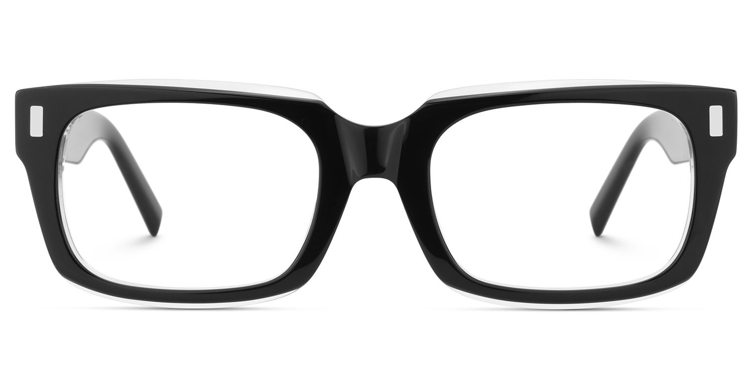 Designer Rectangular Glasses with Clear Rim of Black Frame1