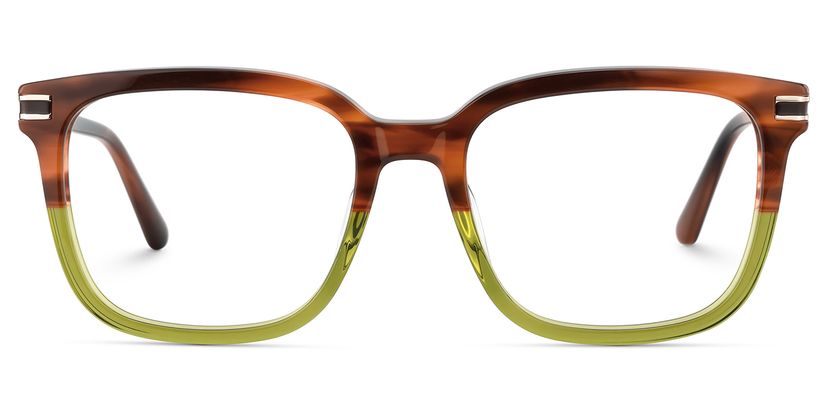 Kenny Brown Green Square Glasses