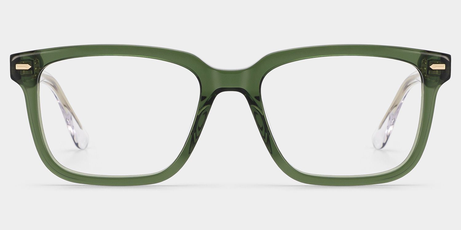George Olive Green Rectangle Glasses for Men | ZEELOOL0