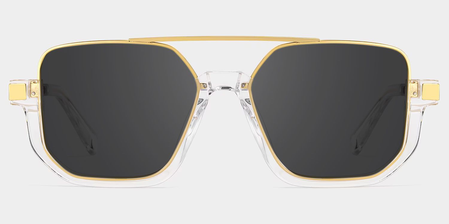 Oromiya Gold Clear Geometric Sunglasses to Frame Your Face | ZEELOOL CA0