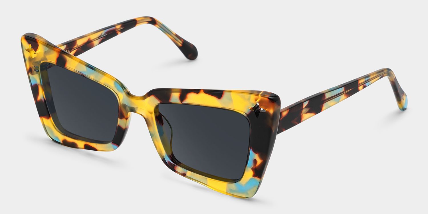 Kairos Rectangle Sunglasses with Acetate Tortoise Frames | ZEELOOL CA2