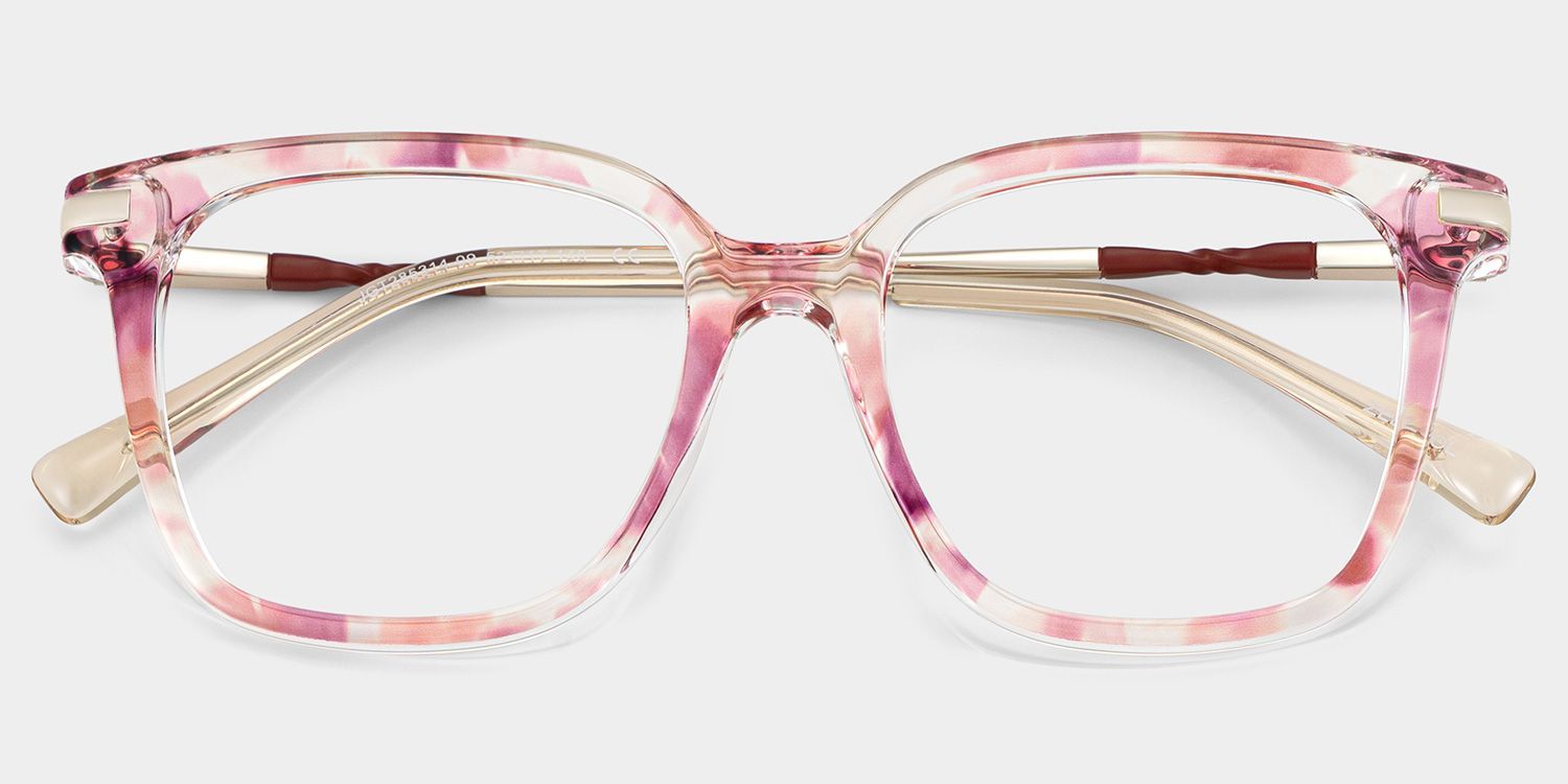 Jacqui Pink Flower Tortoise Square Glasses Frames | ZEELOOL2