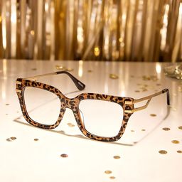 Lidia Leopard Square Glasses1
