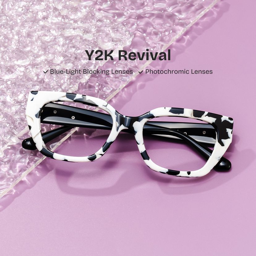 Flare Cow Print Rectangle Glasses