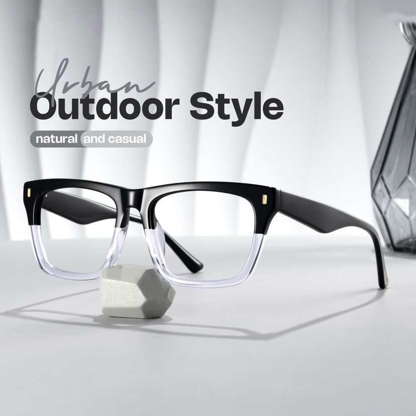Brookins Black Clear Rectangle Glasses
