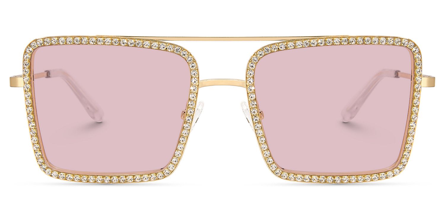 Diva Square Sunglasses with Metal Gold Frames | ZEELOOL CA0