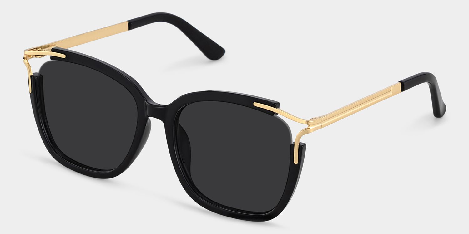 Sidibe Black Square Polarized Sunglasses for Driving | ZEELOOL CA2