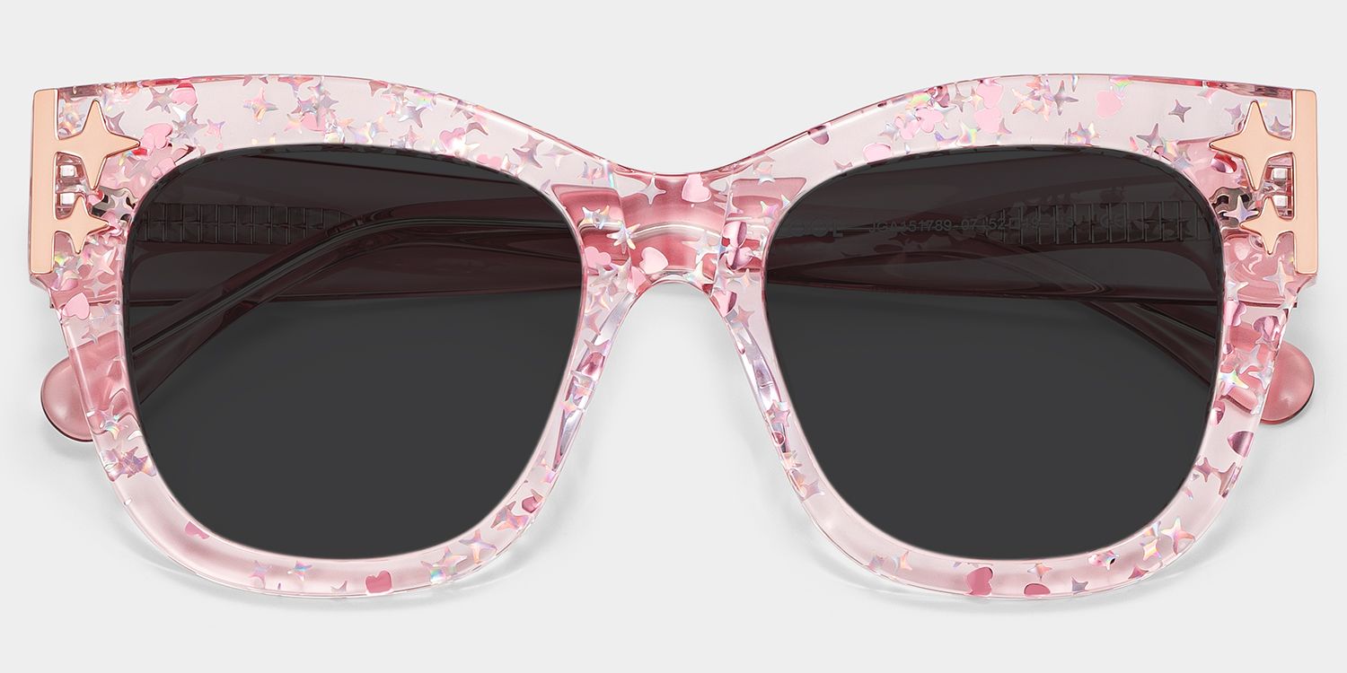 Minfia Square Sunglasses with Acetate Pink Frames | ZEELOOL CA2