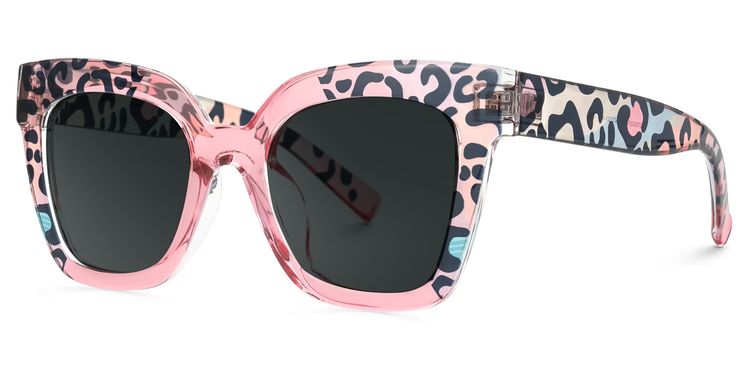 Malcolm Pink-Leopard Square Sunglasses