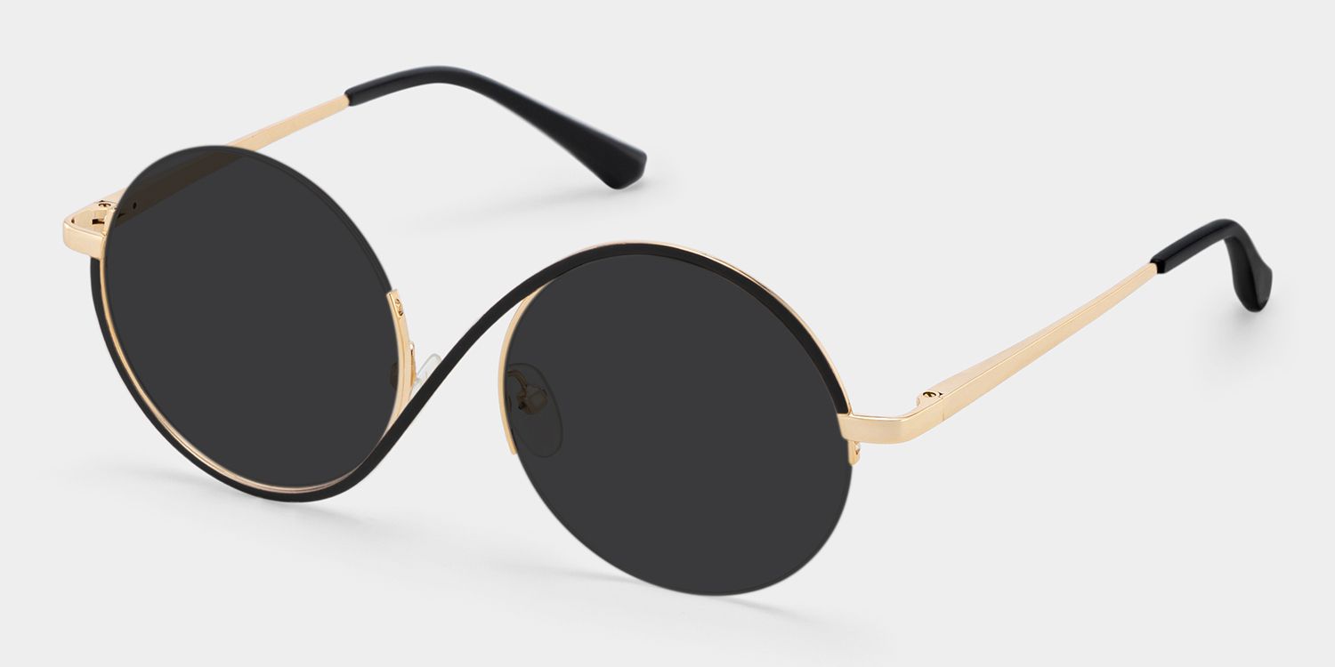 Flozif Round Black Semi Rim Sunglasses | ZEELOOL CA2