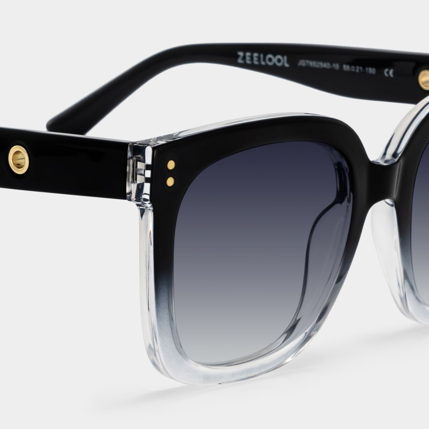 Ebony Black Clear Frame Sunglasses with Square Style | ZEELOOL CA4