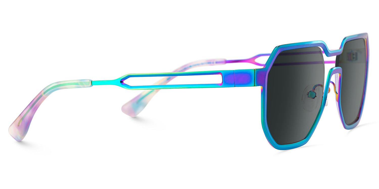 Hype Metal Iridescent Frame Sunglasses | ZEELOOL CA4