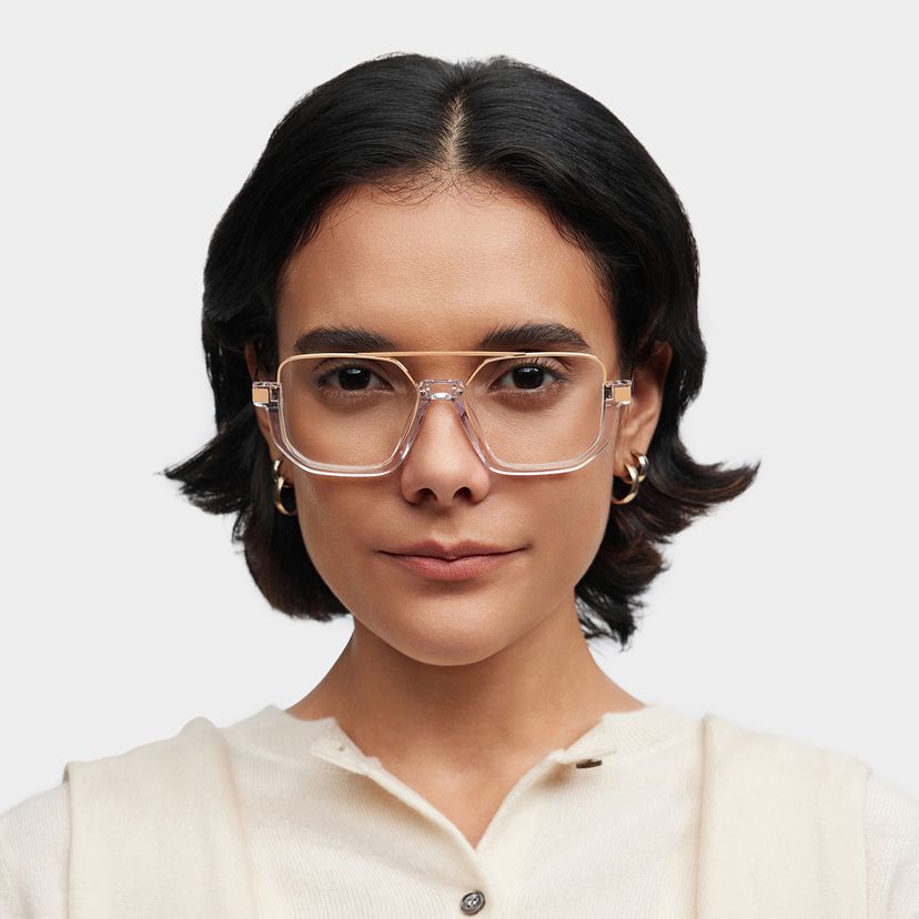 Oromiya Gold Clear Geometric Glasses