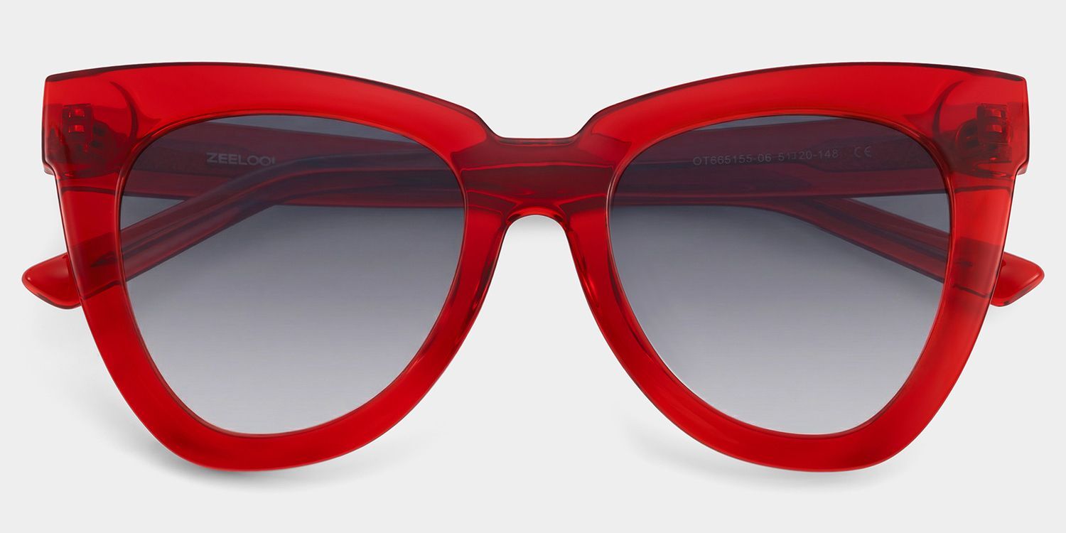 Yaser Cat Eye Red Full Rim Sunglasses | ZEELOOL CA1