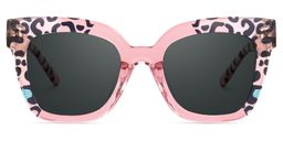 Malcolm Pink-Leopard Square Sunglasses0