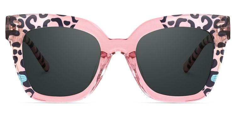 Malcolm Pink-Leopard Square Sunglasses