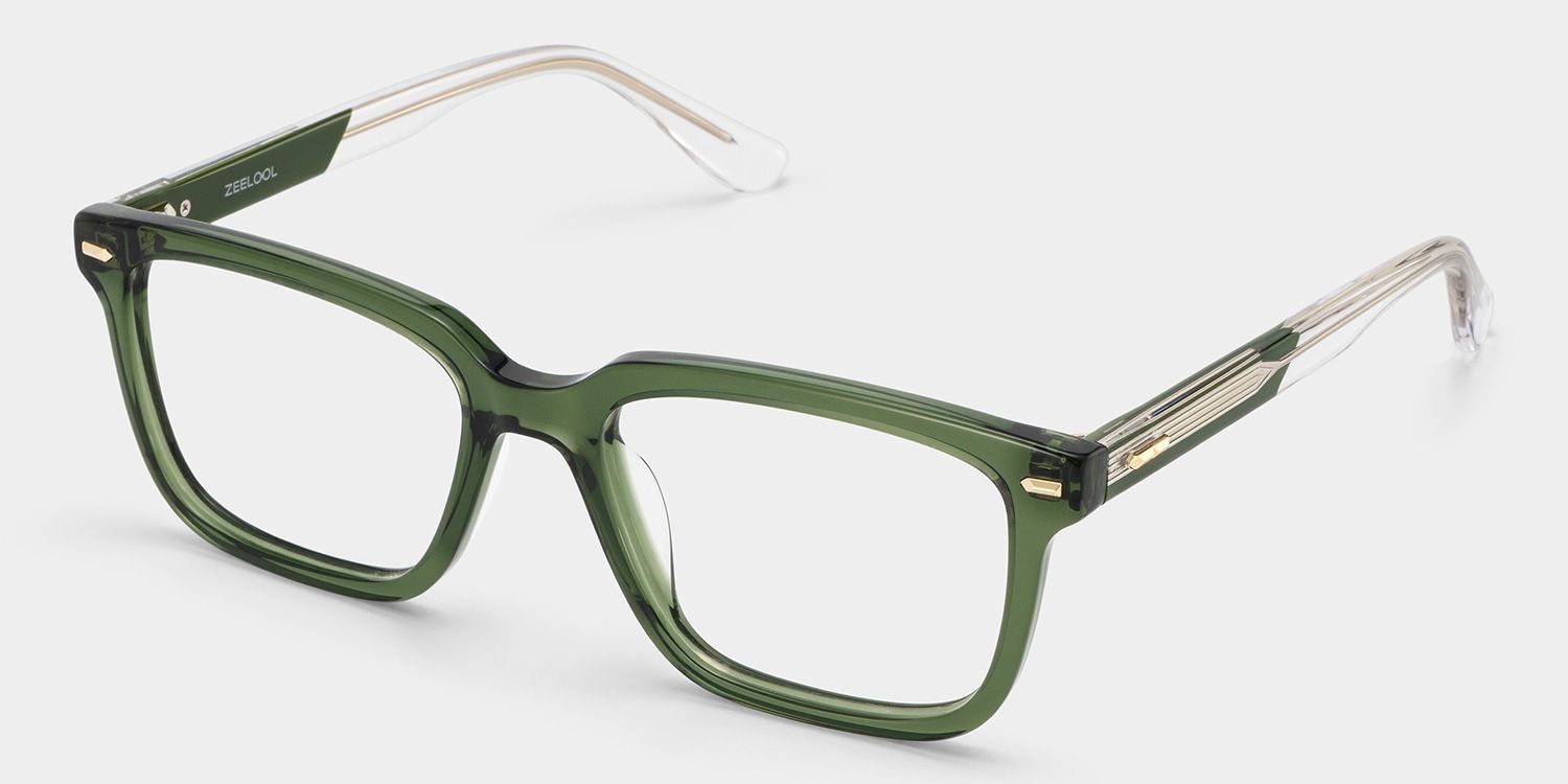 George Olive Green Rectangle Glasses for Men | ZEELOOL2