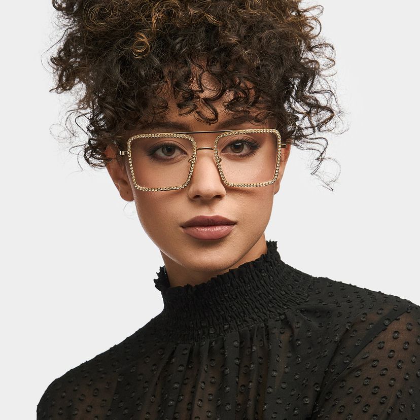 Diva Gold Square Glasses