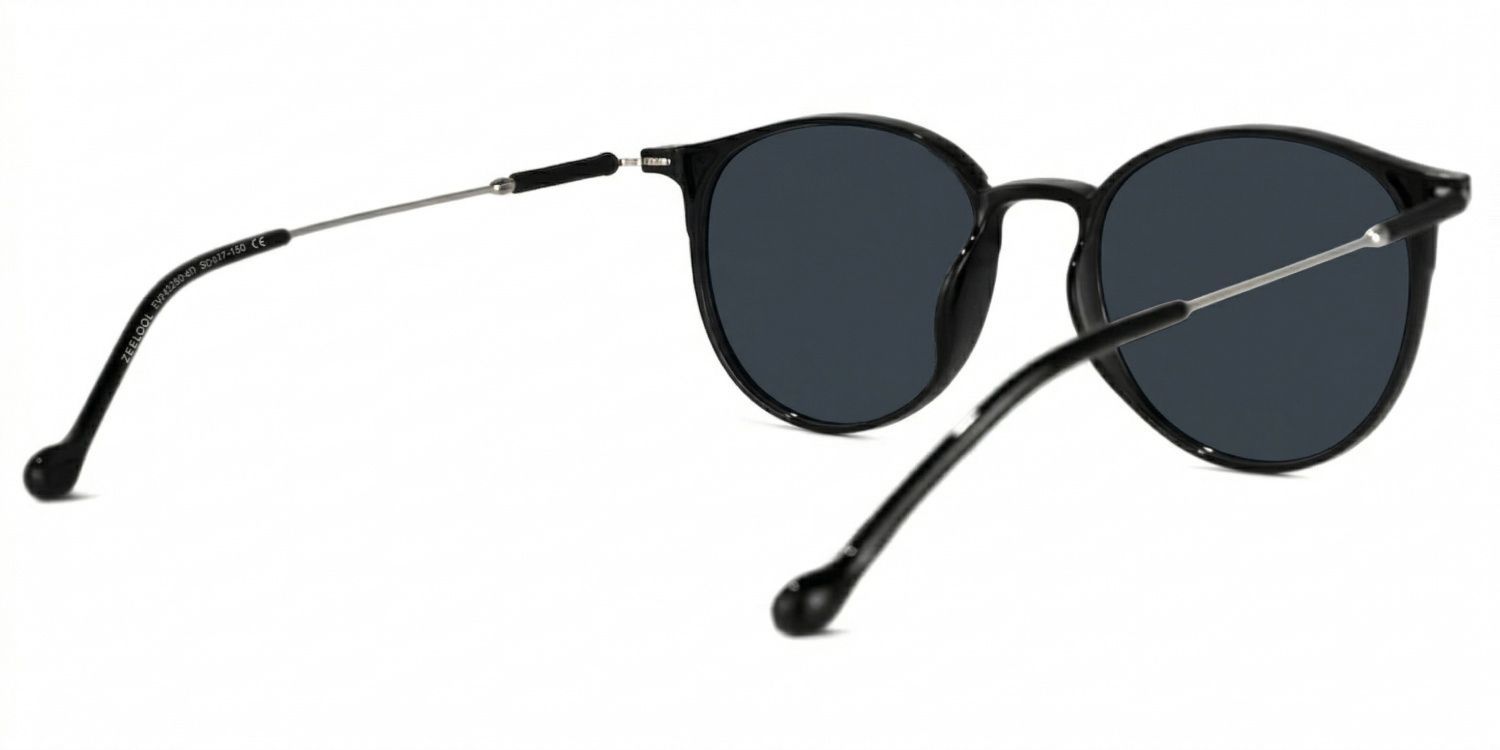 Gamble Round Black Sunglasses for Women & Men | ZEELOOL CA3