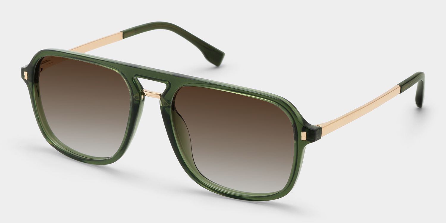 Kilworth Green Frame Sunglasses with Aviator Style | ZEELOOL CA2