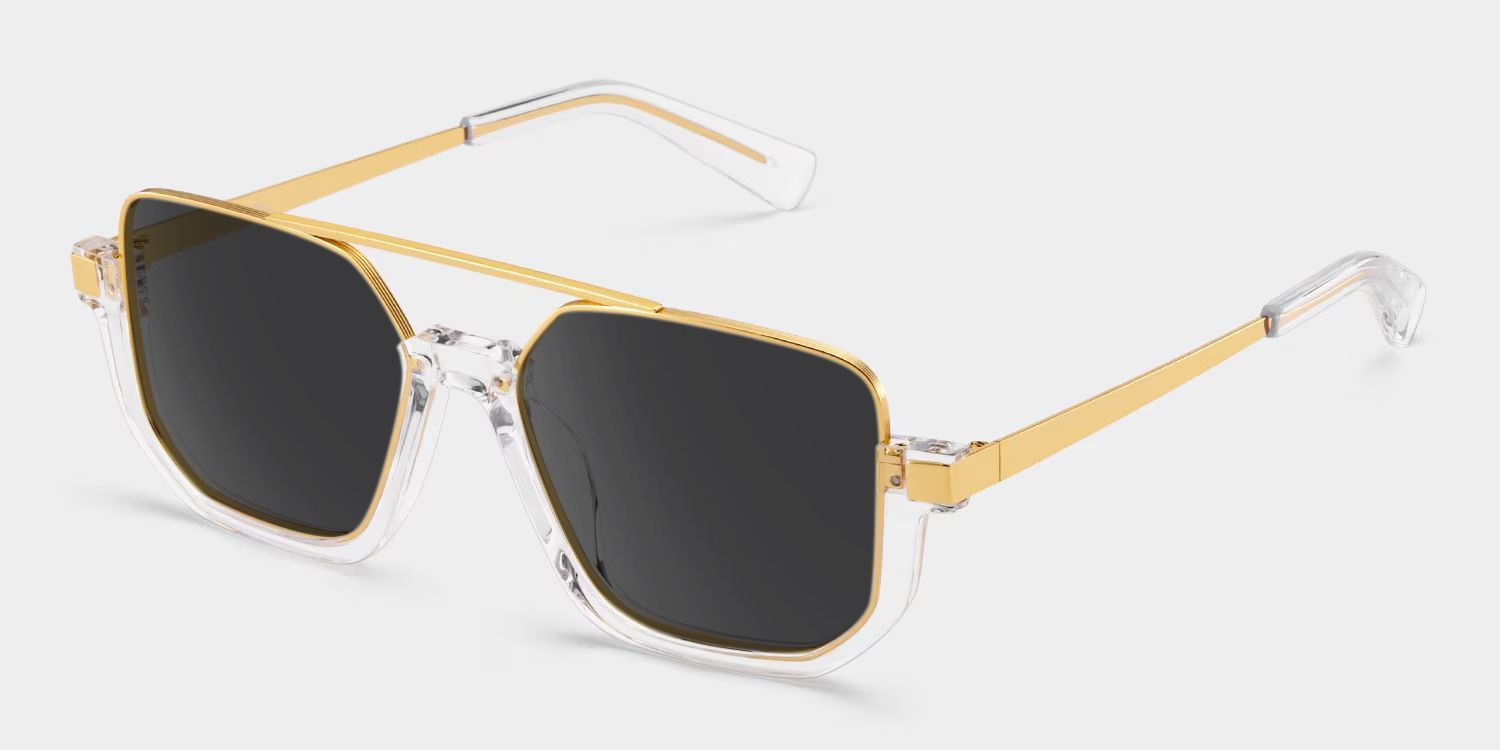 Oromiya Gold Clear Geometric Sunglasses to Frame Your Face | ZEELOOL CA2
