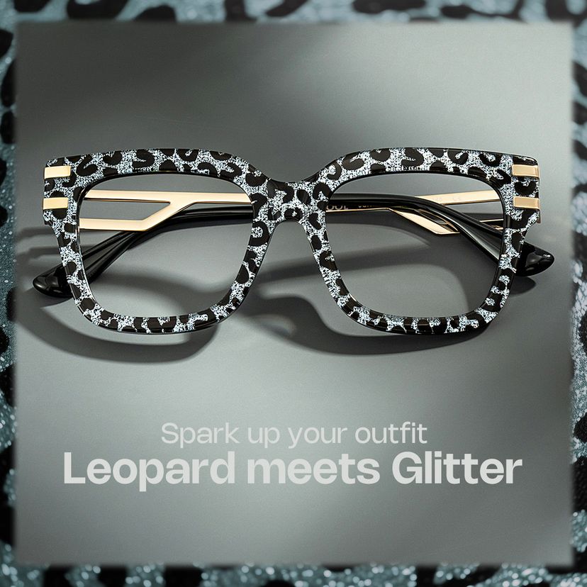Lidia Gray Leopard Square Glasses