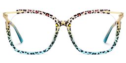 Sidibe Blue Leopard Square Glasses0