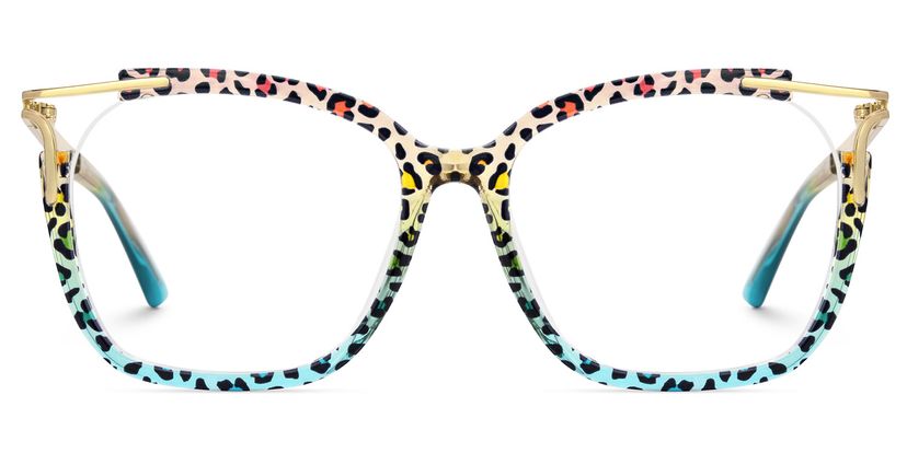 Sidibe Blue Leopard Square Glasses