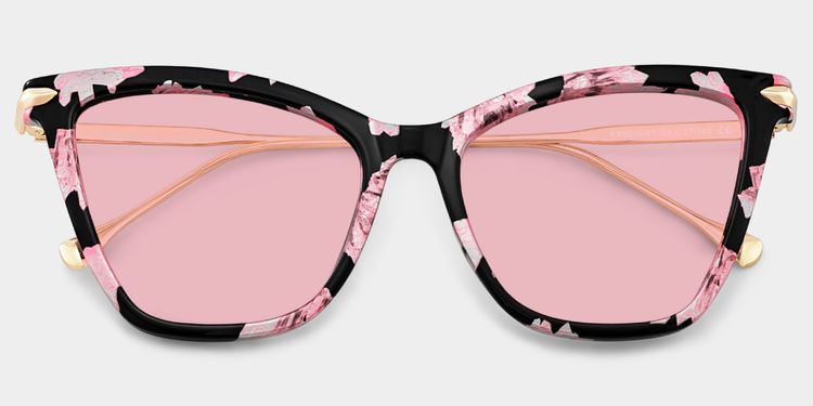 Hilary Pink-Floral Butterfly Sunglasses