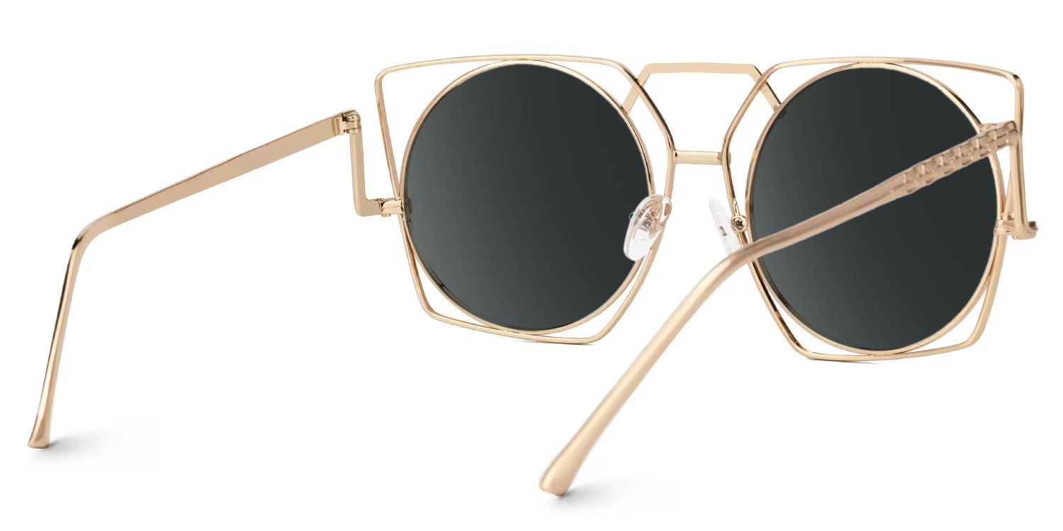 Ybarra Geometric Sunglasses with Metal Gold Frames | ZEELOOL CA3