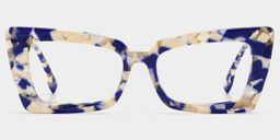Newell Blue-Floral Rectangle Glasses0