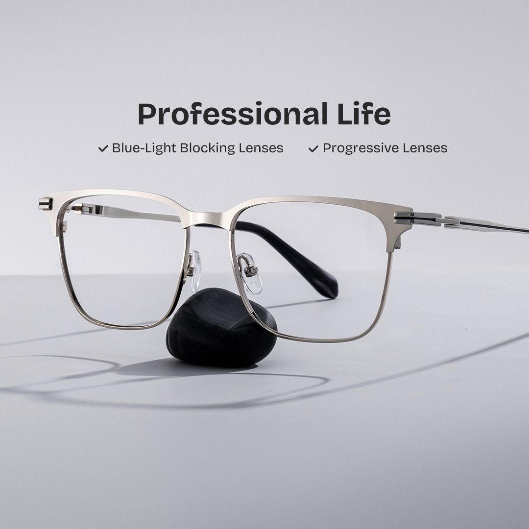 Marshall Silver Rectangle Prescription Glasses | ZEELOOL Canada0