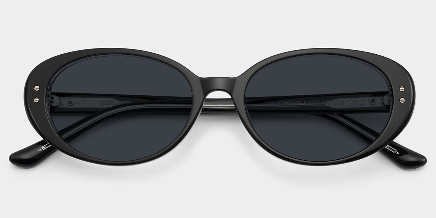Lennon Oval Black Full Rim Sunglasses | ZEELOOL CA1
