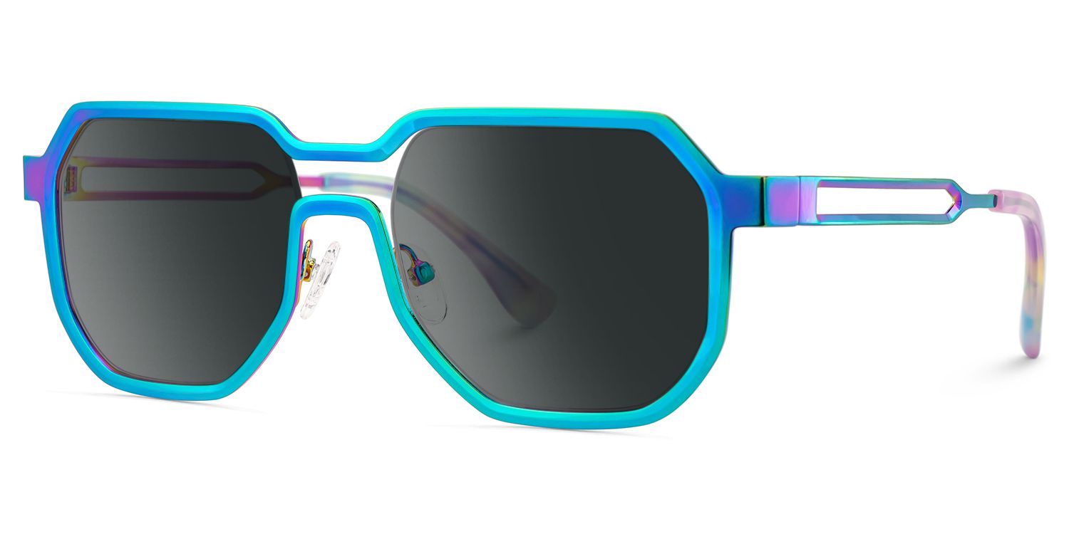 Hype Metal Iridescent Frame Sunglasses | ZEELOOL CA3