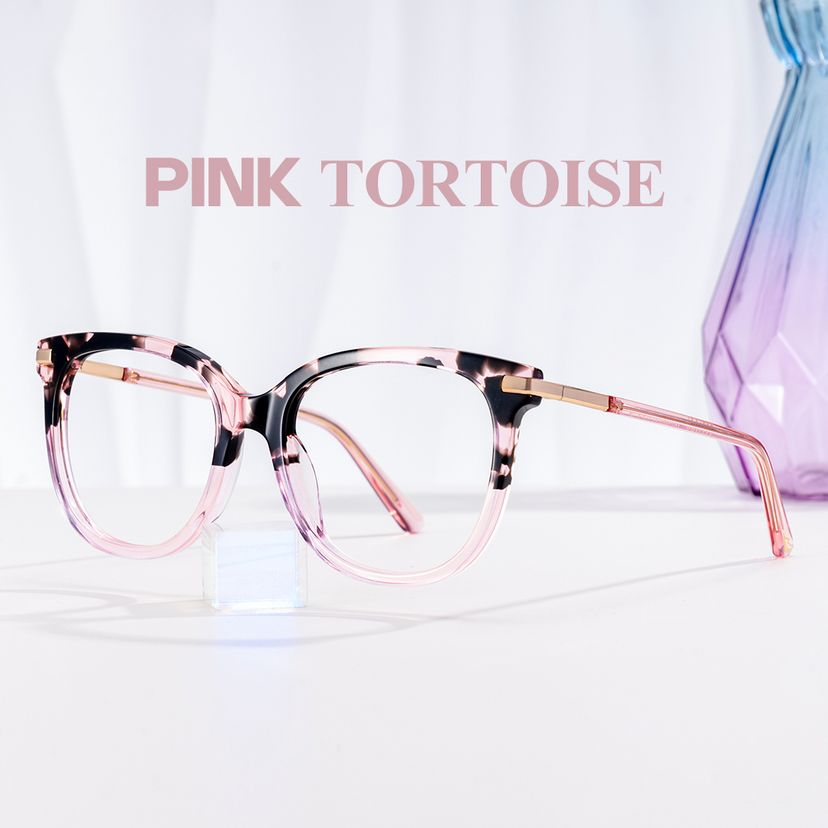 Mailyn Pink Tortoise Round Glasses