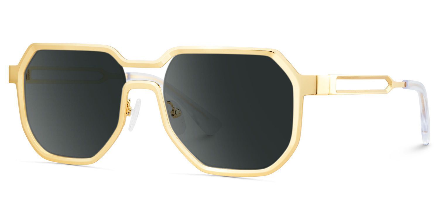 Hype Gold Frame Sunglasses with Geometric Style | ZEELOOL CA3