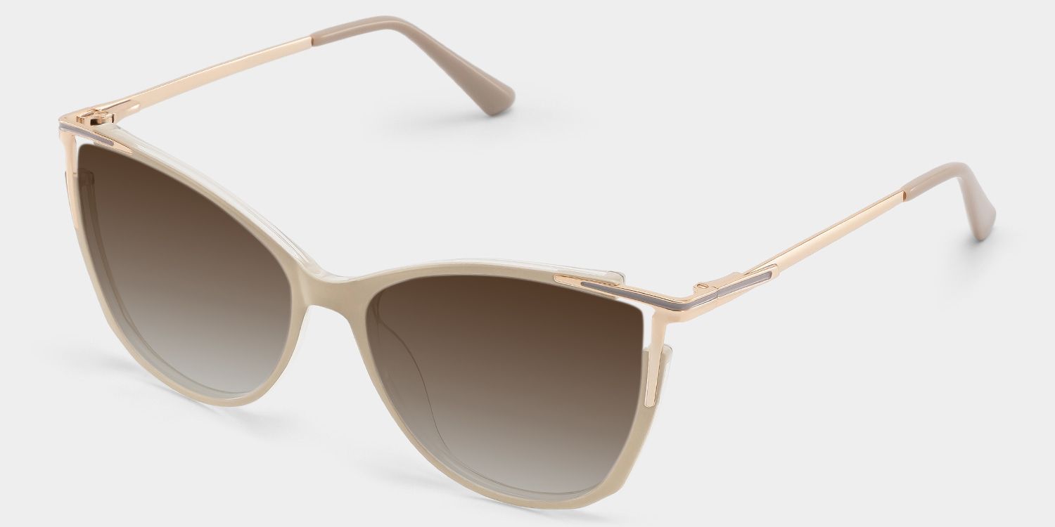 Yomary Cat Eye Khaki Sunglasses for Women & Men | ZEELOOL CA2
