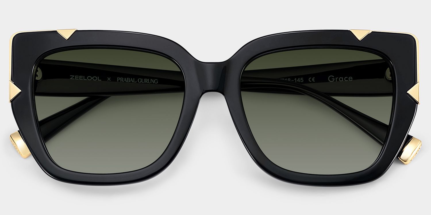 Grace Cat Eye Black Gold Sunglasses for Women & Men | ZEELOOL CA2
