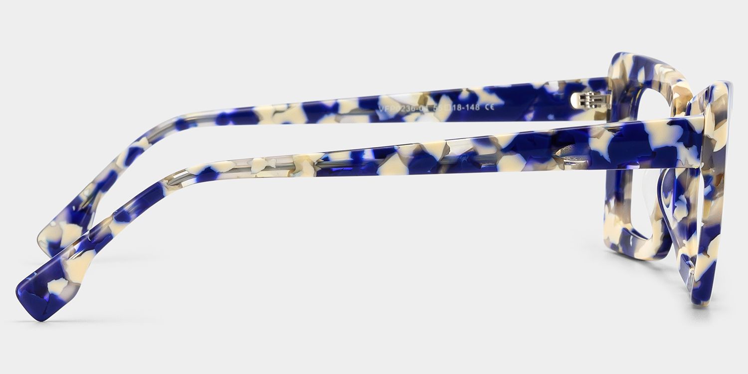 Newell Rectangle Blue-Floral Frame Glasses | Zeelool Optical3