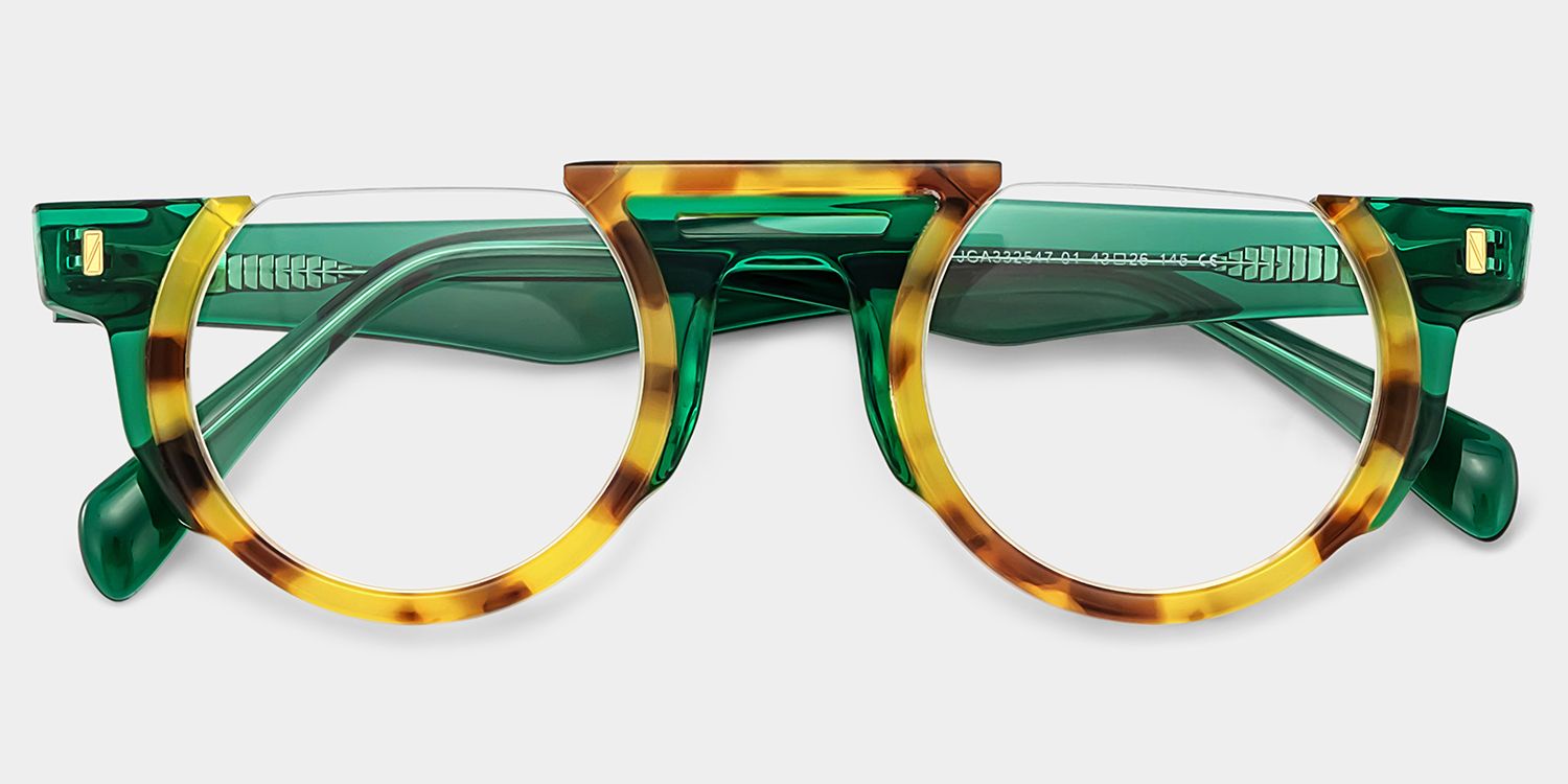 Mastin Round Tortoise Half Frame Glasses2