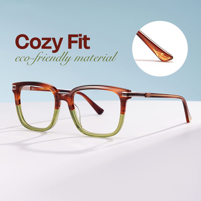 Kenny Brown Green Square Glasses