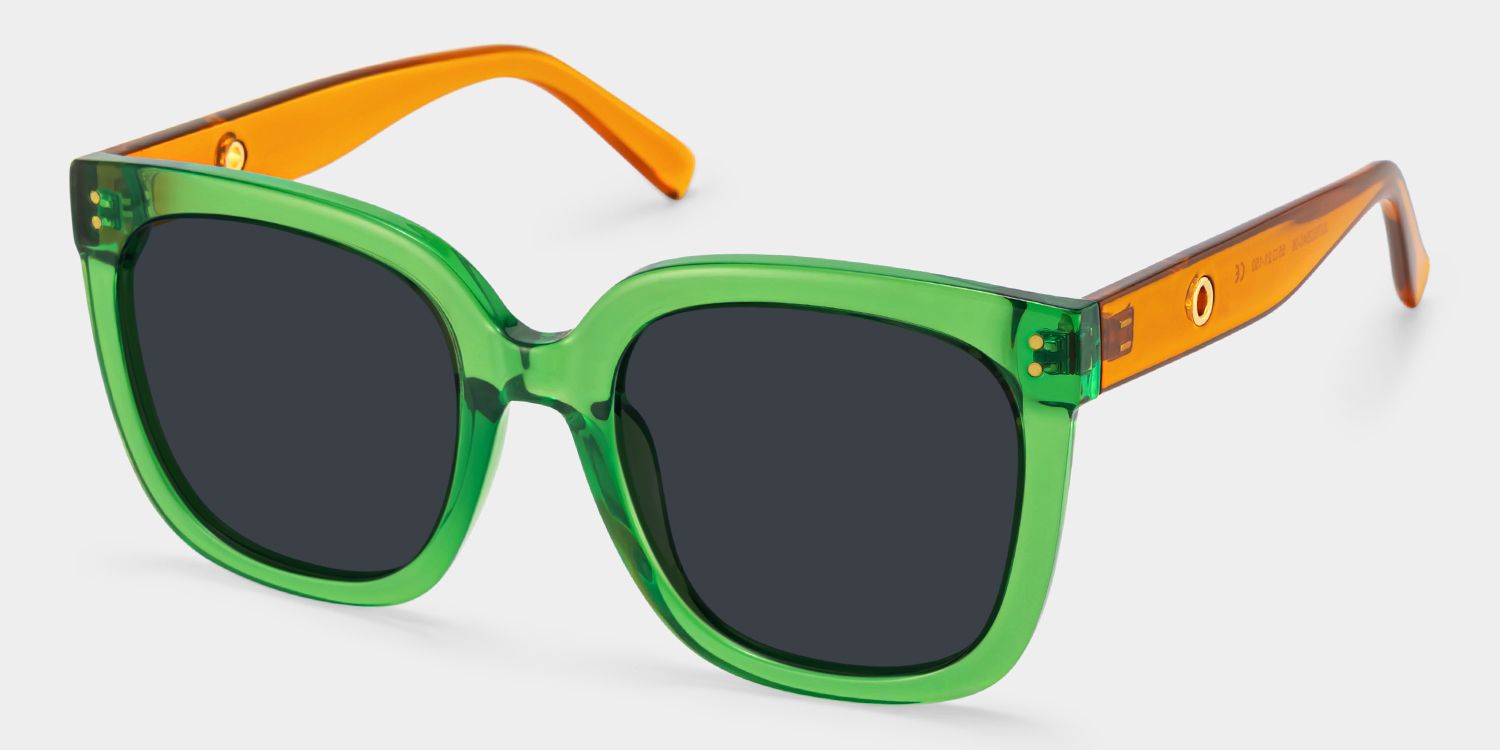 Ebony Square Sunglasses with Tr90 Green Frames | ZEELOOL CA2